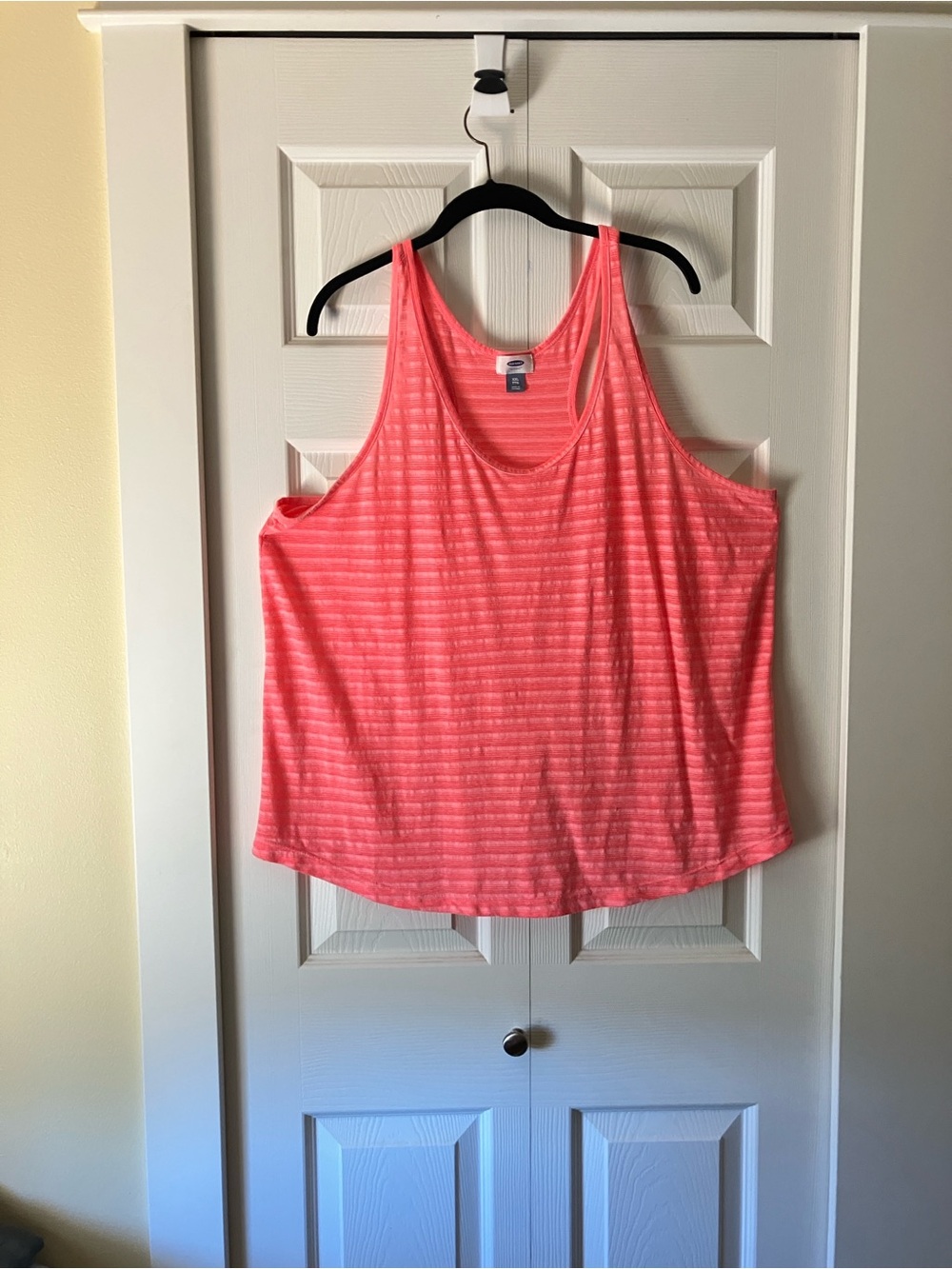 Old Navy Coral Striped Racerback Tank Top
